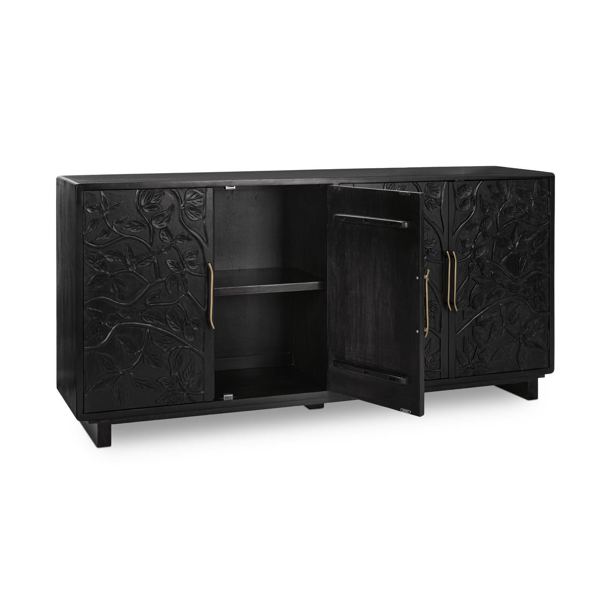 Albero Wood 4 Door Buffet - Black - Chapin Furniture