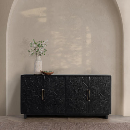 Albero Wood 4 Door Buffet - Black - Chapin Furniture
