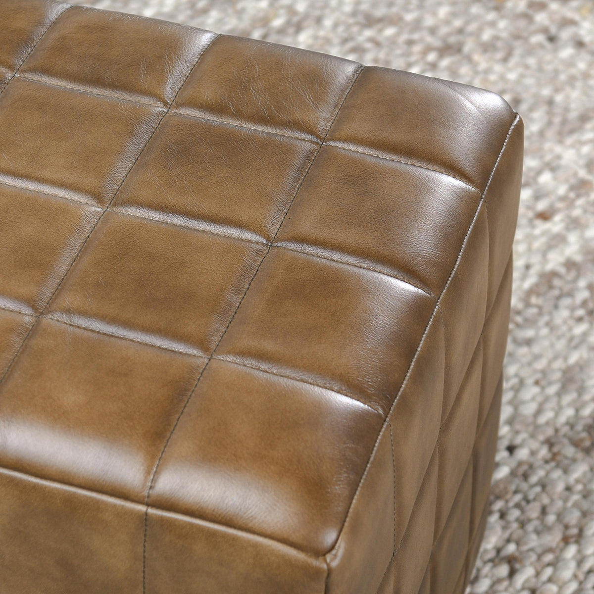 Carlo Leather 18" Square Ottoman - Chapin Furniture