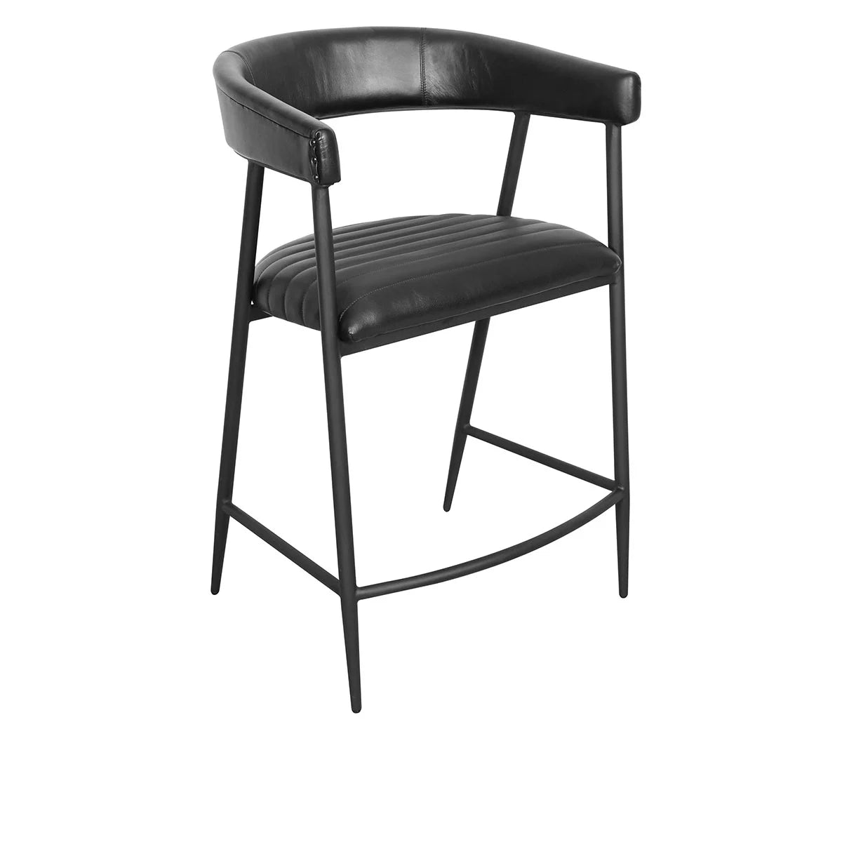 Preston Leather Counter Stool- Black - Chapin Furniture