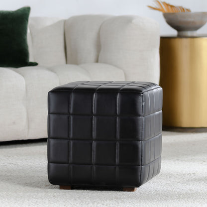 Carlo Leather 18" Square Ottoman - Chapin Furniture