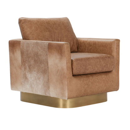 Lathe Leather/Hide Accent Chair Chestnut Brown/Blonde - Chapin Furniture