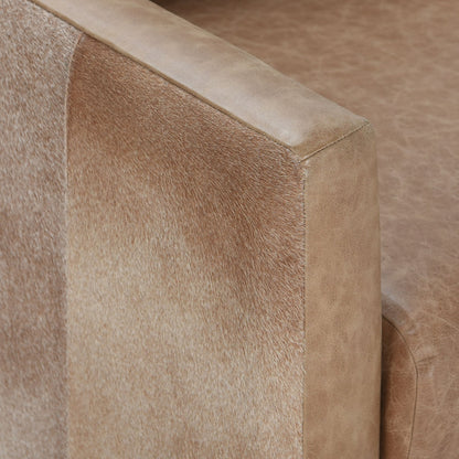 Lathe Leather/Hide Accent Chair Chestnut Brown/Blonde - Chapin Furniture
