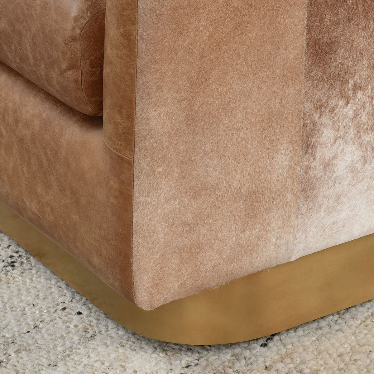 Lathe Leather/Hide Accent Chair Chestnut Brown/Blonde - Chapin Furniture