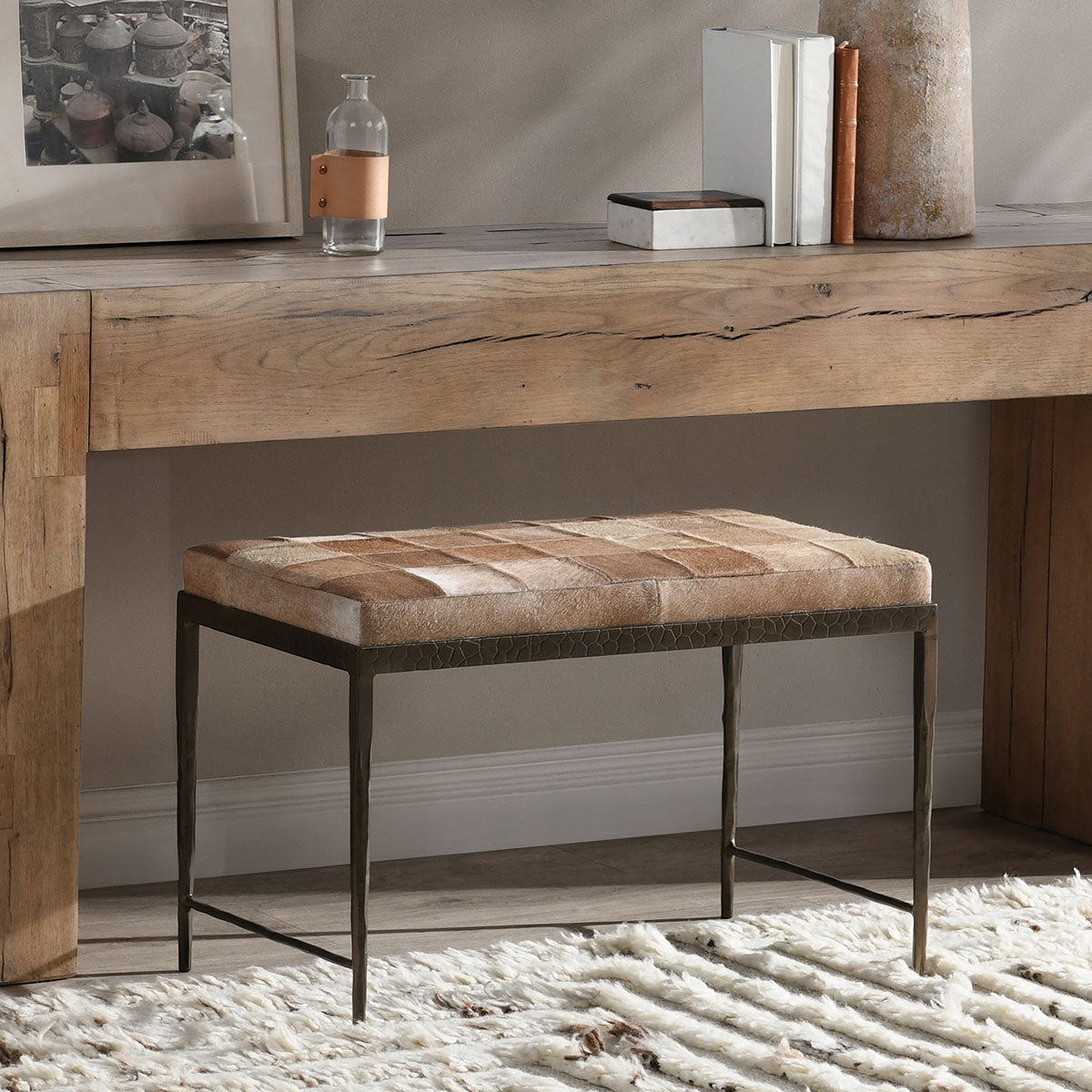 Achen Hide 28" Bench- Blonde - Chapin Furniture