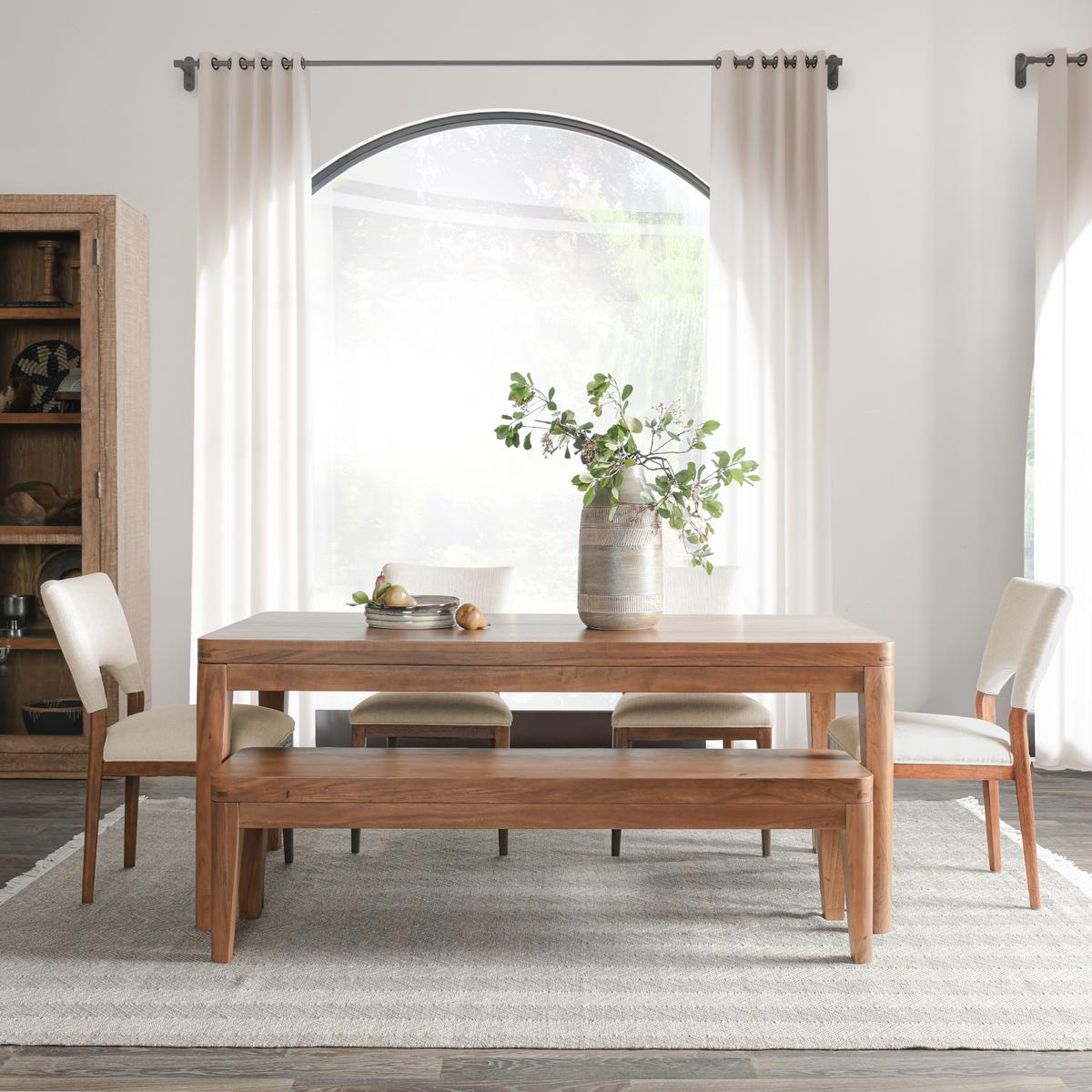 Arno Acacia Wood 64" Dining Bench- Natural - Chapin Furniture