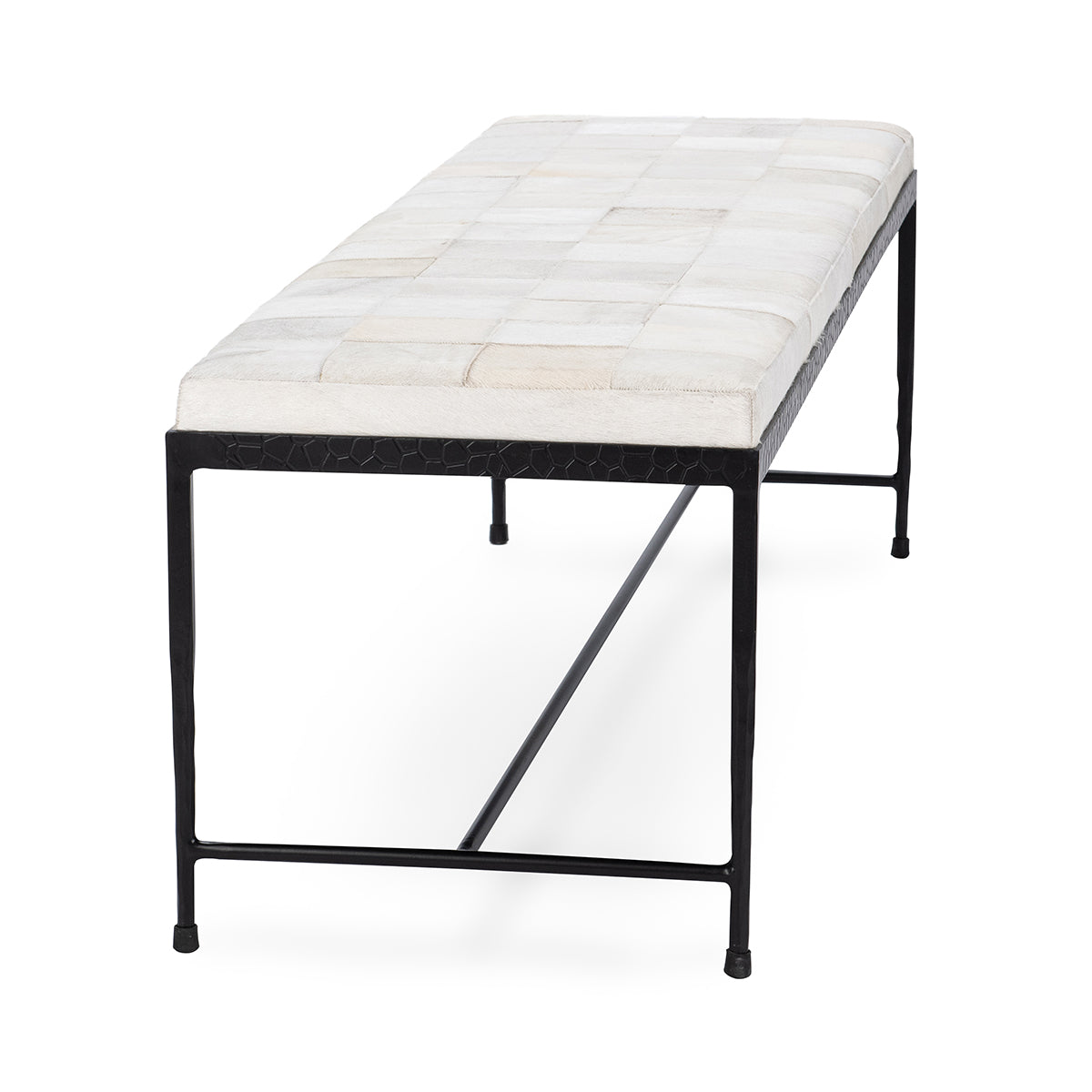 Achen Hide 60" Bench- Ivory - Chapin Furniture