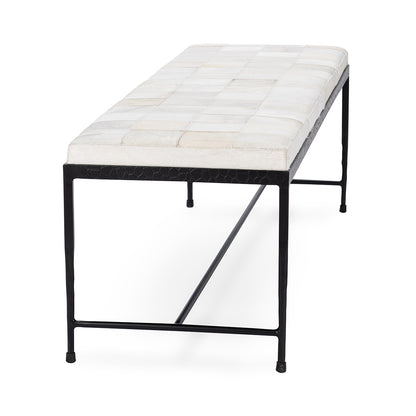 Achen Hide 60" Bench- Ivory - Chapin Furniture
