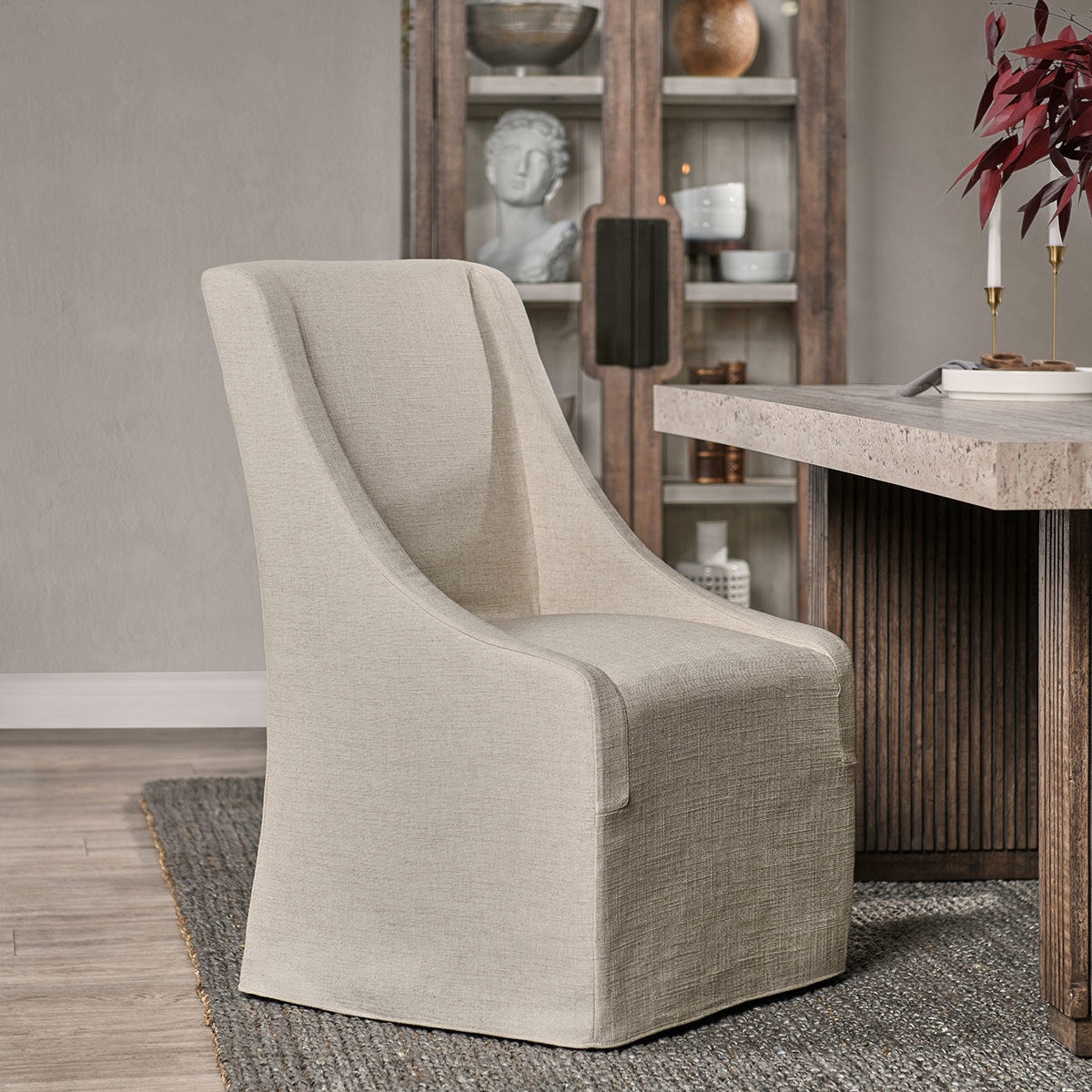 Classic Concepts Warwick Rolling Wingback Dining Chair - Thumbnail 4