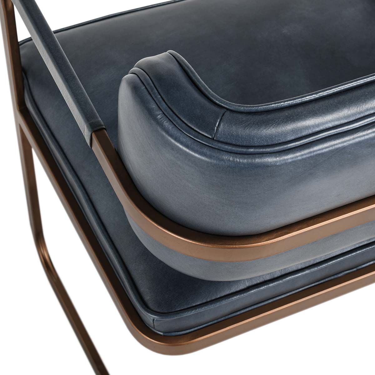 Fonda Leather Dining Arm Chair- Blue - Chapin Furniture