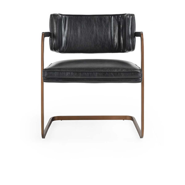 Fonda Leather Dining Arm Chair- Black - Chapin Furniture