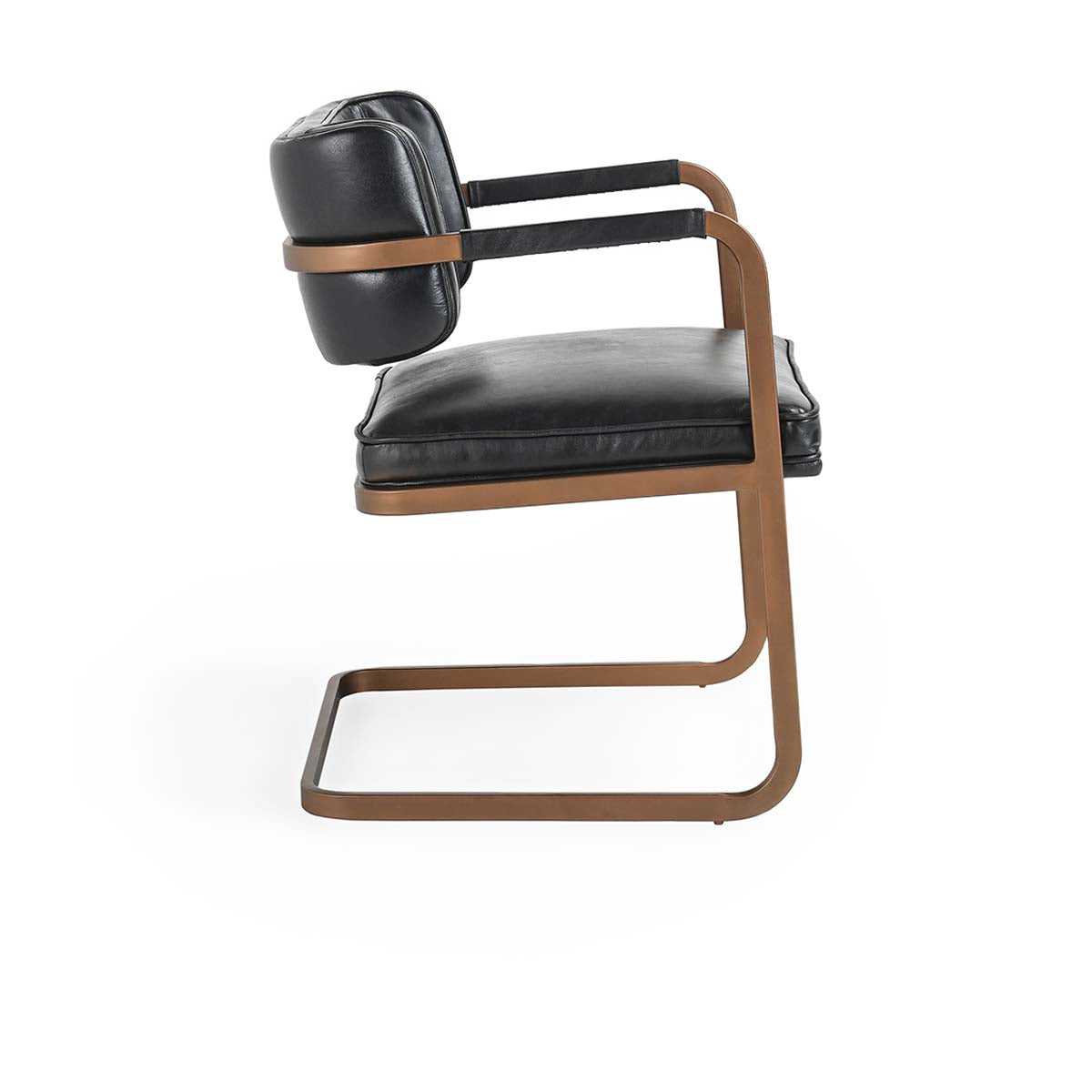 Fonda Leather Dining Arm Chair- Black - Chapin Furniture