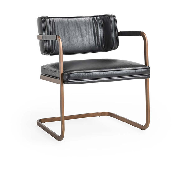 Fonda Leather Dining Arm Chair- Black - Chapin Furniture