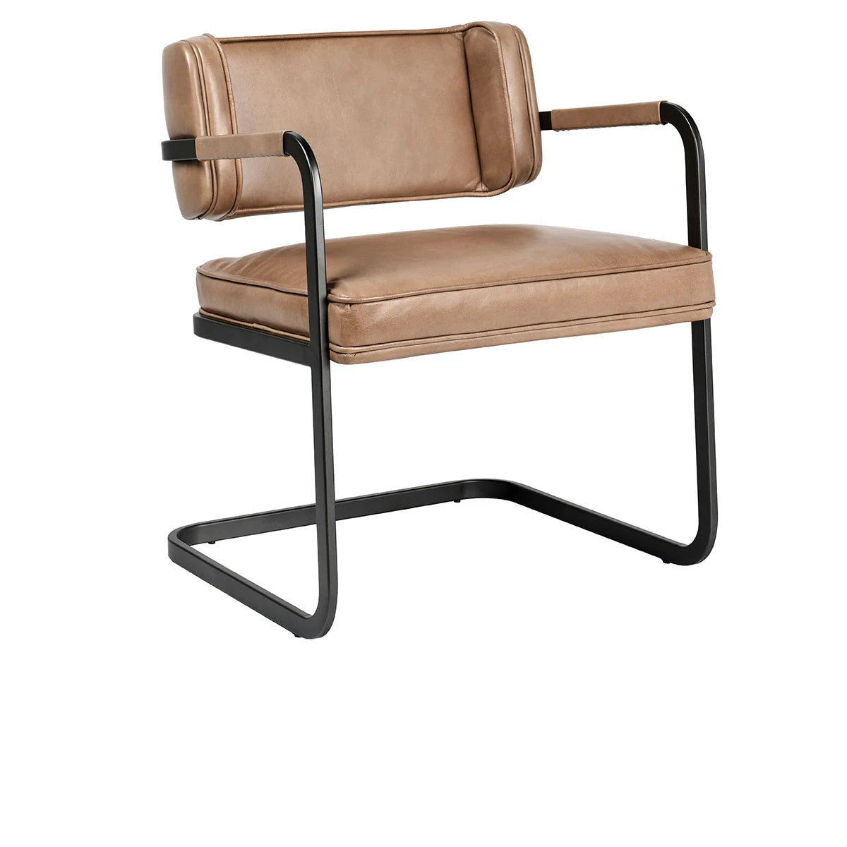 Fonda Leather Dining Arm Chair- Tan - Chapin Furniture
