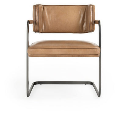 Fonda Leather Dining Arm Chair- Tan - Chapin Furniture