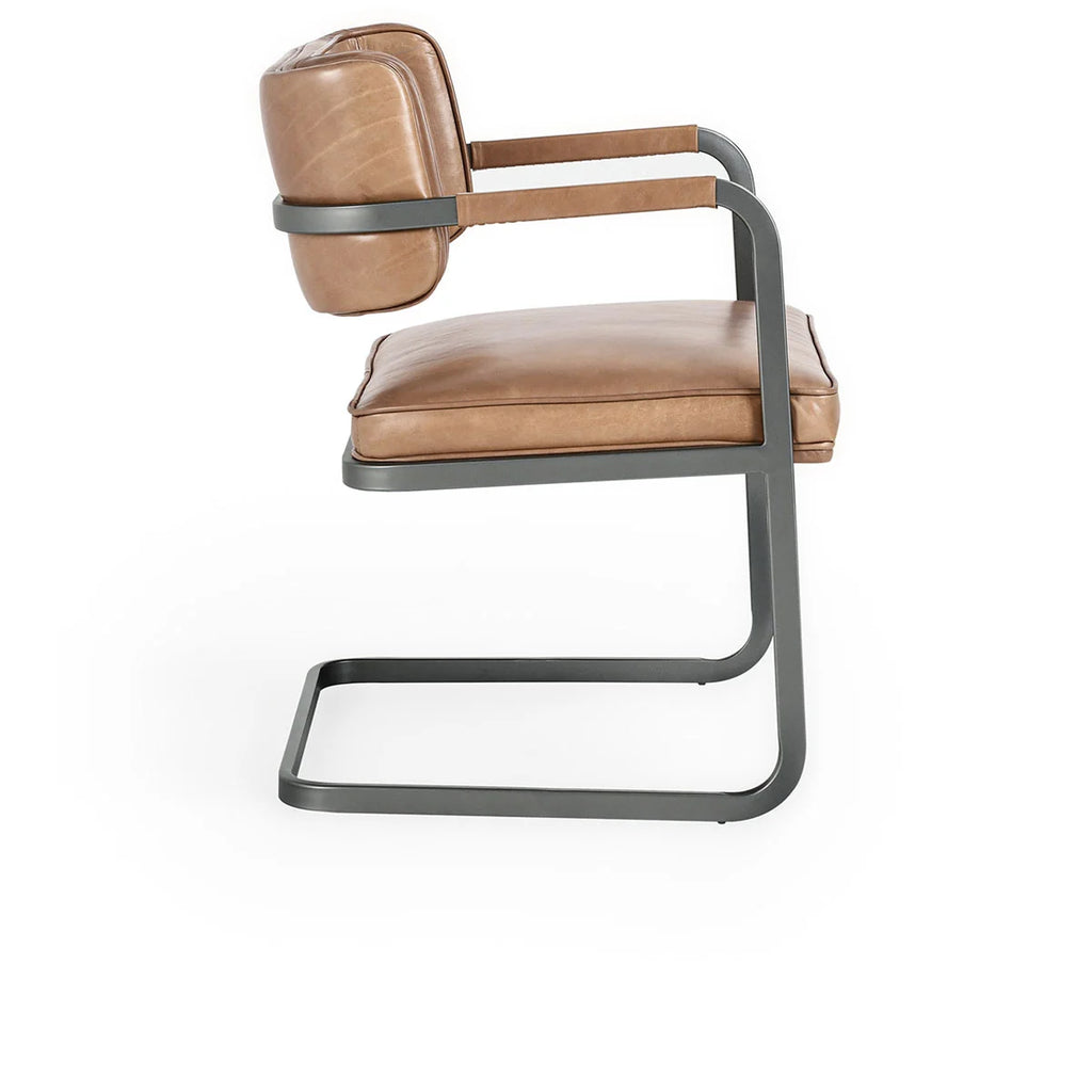 Fonda Leather Dining Arm Chair- Tan - Chapin Furniture