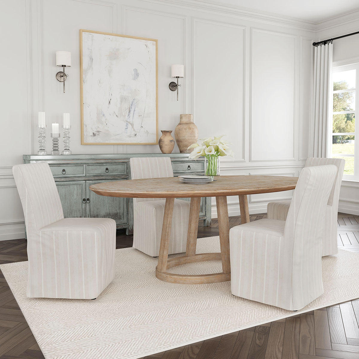 Amaya Upholstered Dining Chair Striped - Thumbnail 4