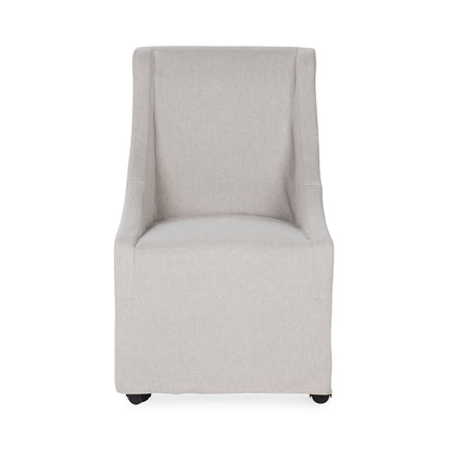 Warwick Rolling Wingback Dining Chair Stone Beige - Chapin Furniture
