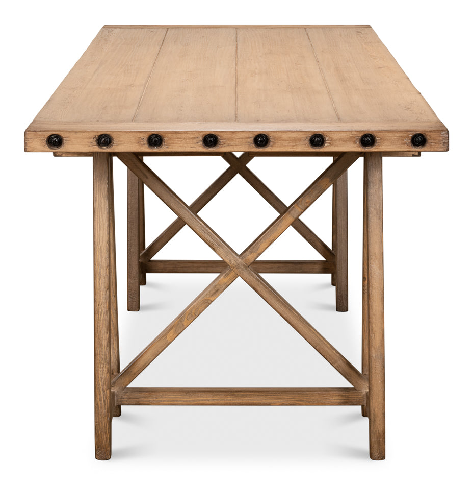 Sawhorse Desk- Natural Polished Old Pine - Chapin Furniture