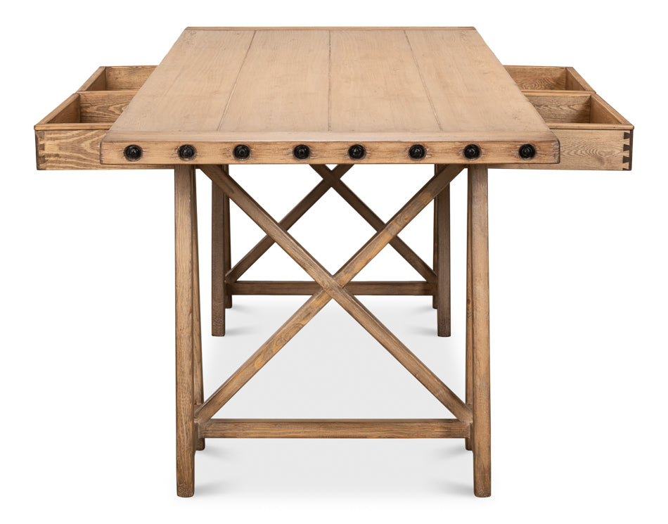 Sawhorse Desk- Natural Polished Old Pine - Chapin Furniture