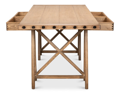 Sawhorse Desk- Natural Polished Old Pine - Chapin Furniture