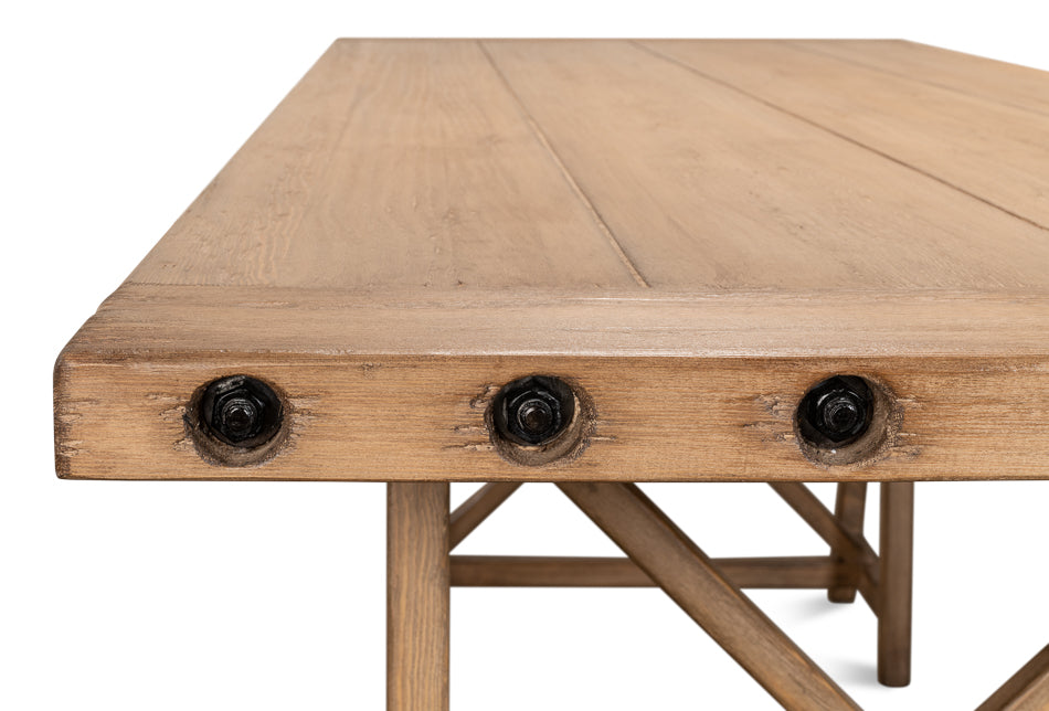 Sawhorse Desk- Natural Polished Old Pine - Chapin Furniture