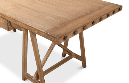 Sawhorse Desk- Natural Polished Old Pine - Chapin Furniture