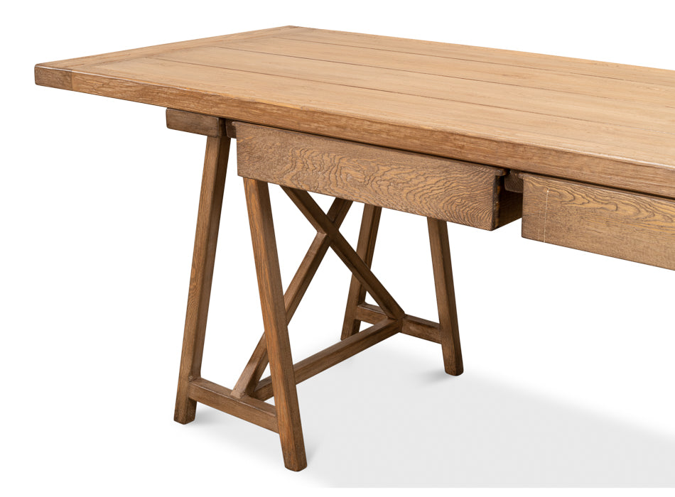 Sawhorse Desk- Natural Polished Old Pine - Chapin Furniture