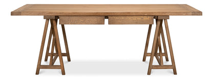 Sawhorse Desk- Natural Polished Old Pine - Chapin Furniture