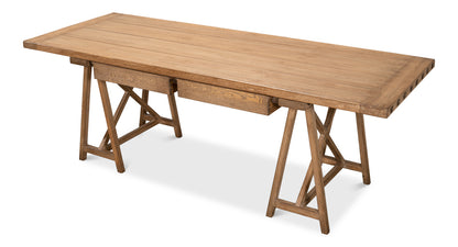 Sawhorse Desk- Natural Polished Old Pine - Chapin Furniture