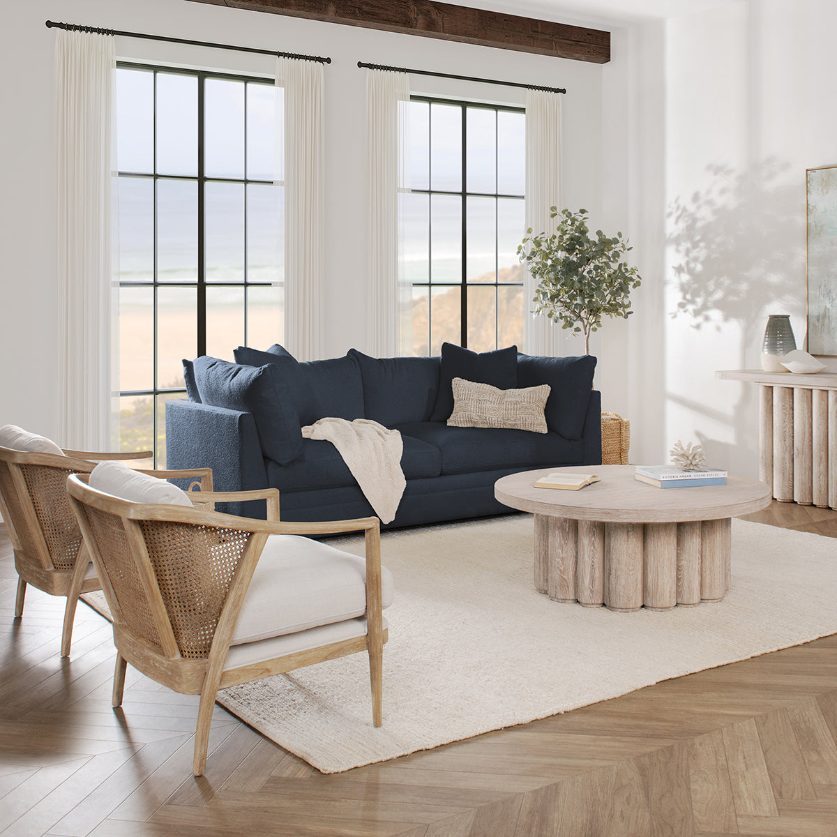 Audrey Upholstered Sofa - Rise Navy - Chapin Furniture