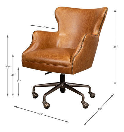 Andrew Jackson Desk Chair- Cuba Brown - Chapin Furniture