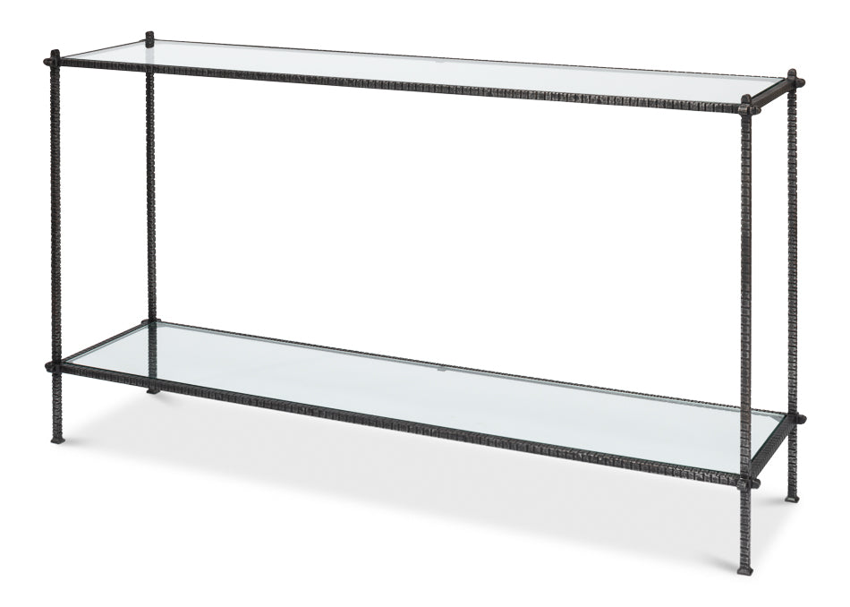 Hand Chased Iron Console Table- Glass Top - Chapin Furniture
