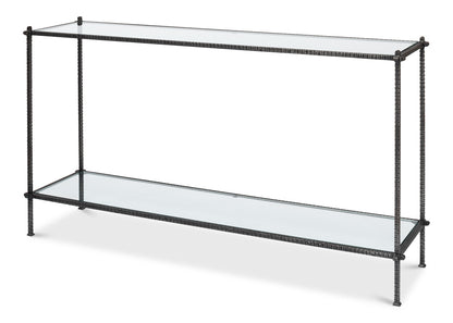 Hand Chased Iron Console Table- Glass Top - Chapin Furniture