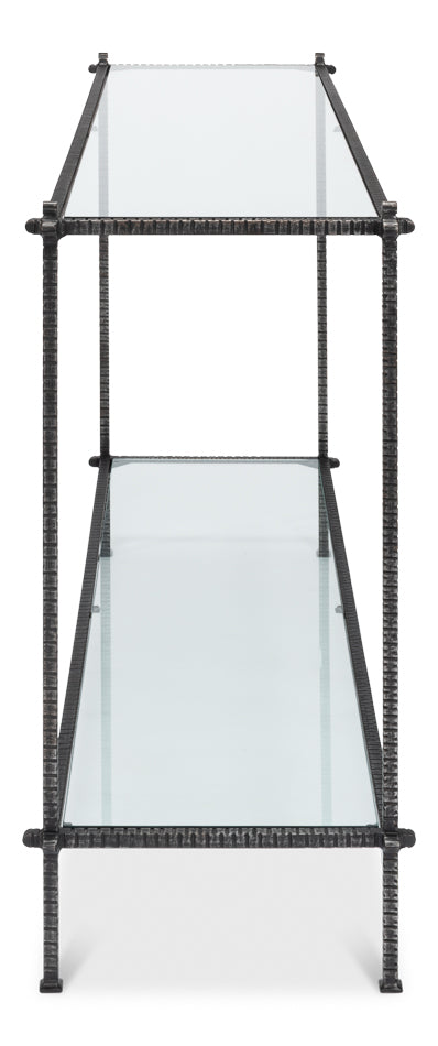 Hand Chased Iron Console Table- Glass Top - Chapin Furniture