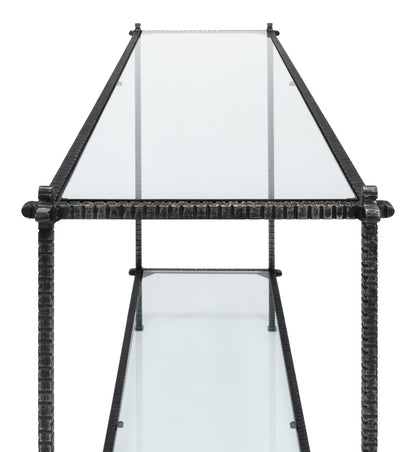 Hand Chased Iron Console Table- Glass Top - Chapin Furniture