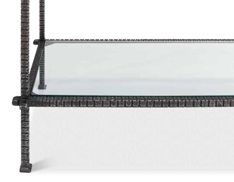 Hand Chased Iron Console Table- Glass Top - Chapin Furniture