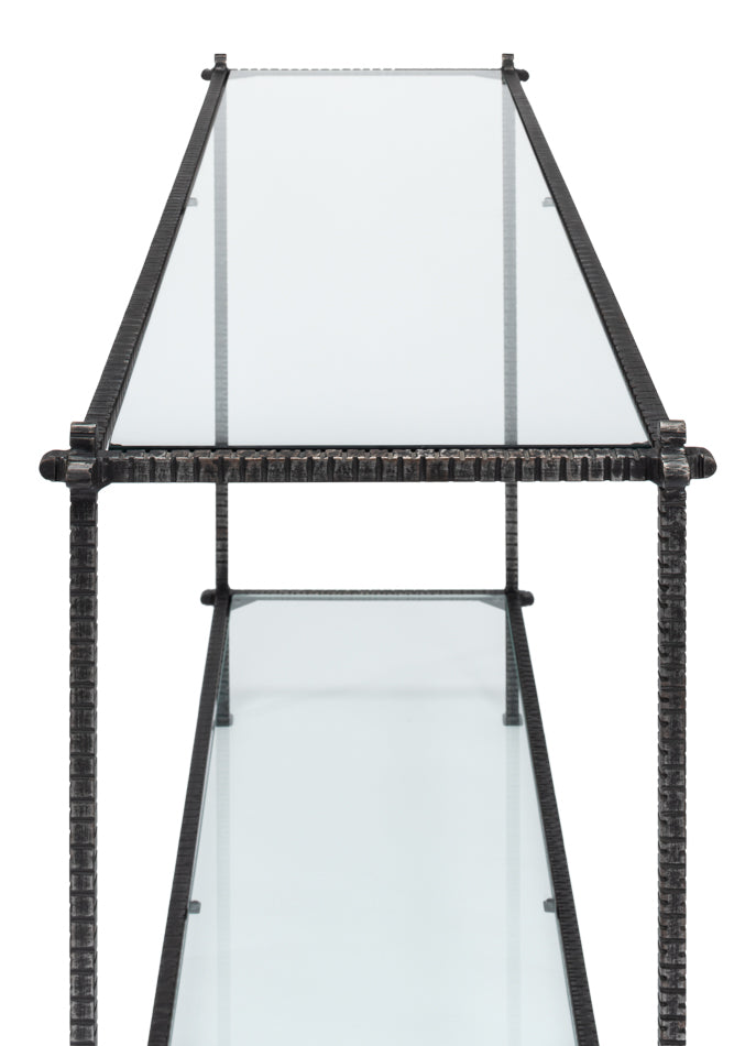 Hand Chased Iron Console Table- Glass Top - Chapin Furniture