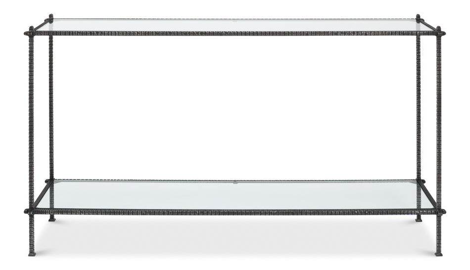 Hand Chased Iron Console Table- Glass Top - Chapin Furniture