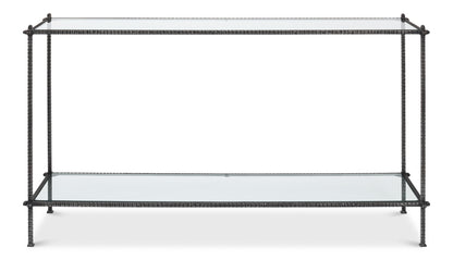 Hand Chased Iron Console Table- Glass Top - Chapin Furniture