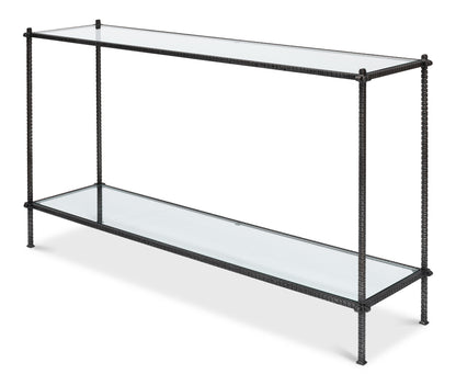 Hand Chased Iron Console Table- Glass Top - Chapin Furniture
