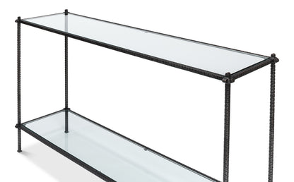 Hand Chased Iron Console Table- Glass Top - Chapin Furniture