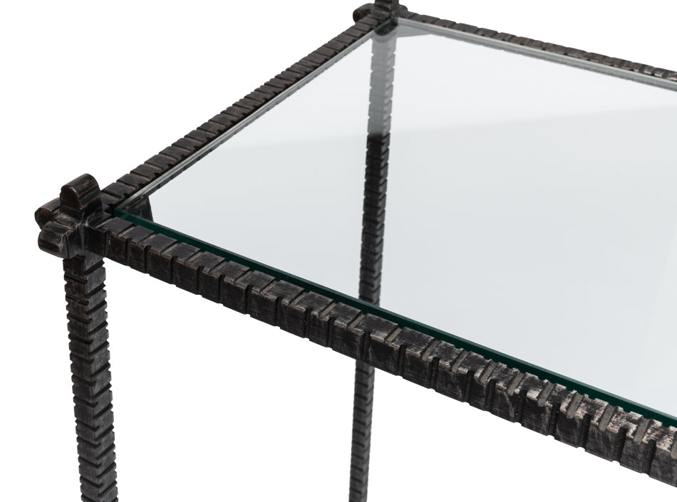 Hand Chased Iron Console Table- Glass Top - Chapin Furniture
