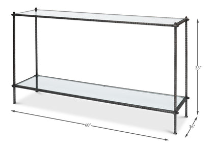 Hand Chased Iron Console Table- Glass Top - Chapin Furniture