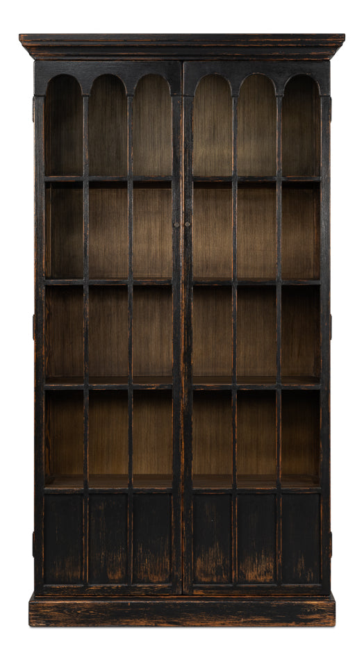 Edgar Allan Glass Bookcase- Antique Black - Chapin Furniture