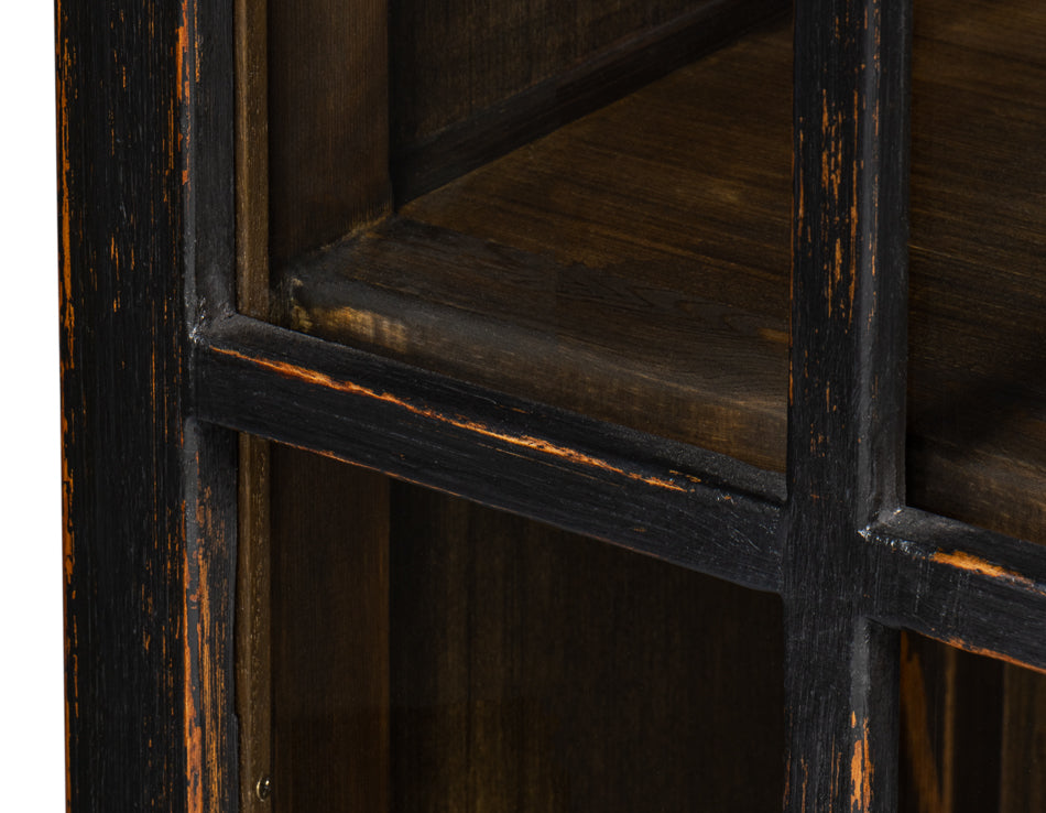 Edgar Allan Glass Bookcase- Antique Black - Chapin Furniture