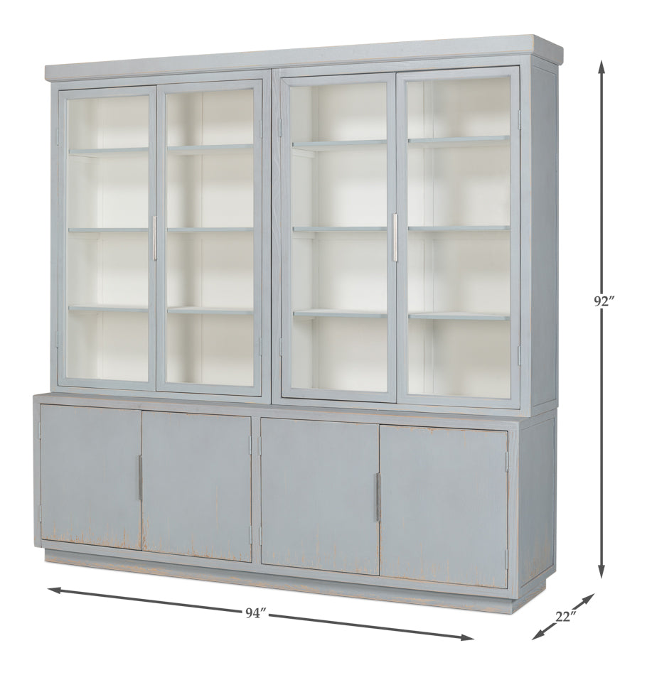 Maldives 4 Door Bookcase- Eros Blue - Chapin Furniture