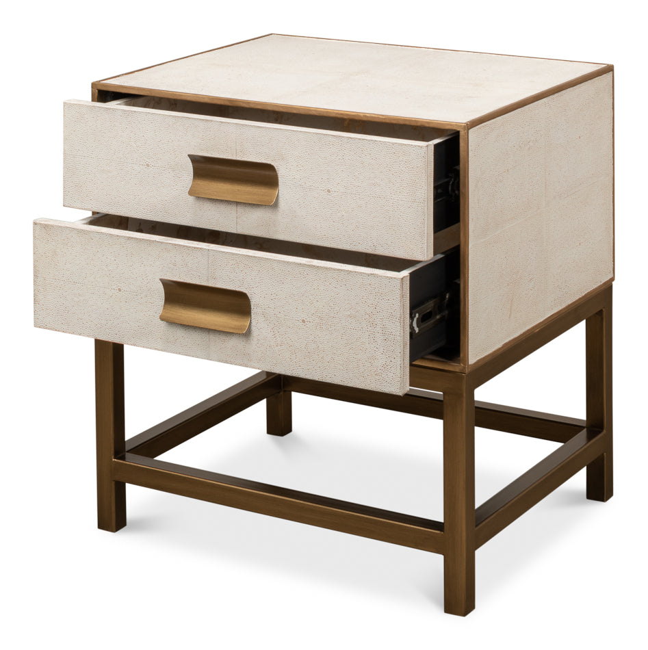 Gideon Shagreen Side Table- Osprey White - Chapin Furniture