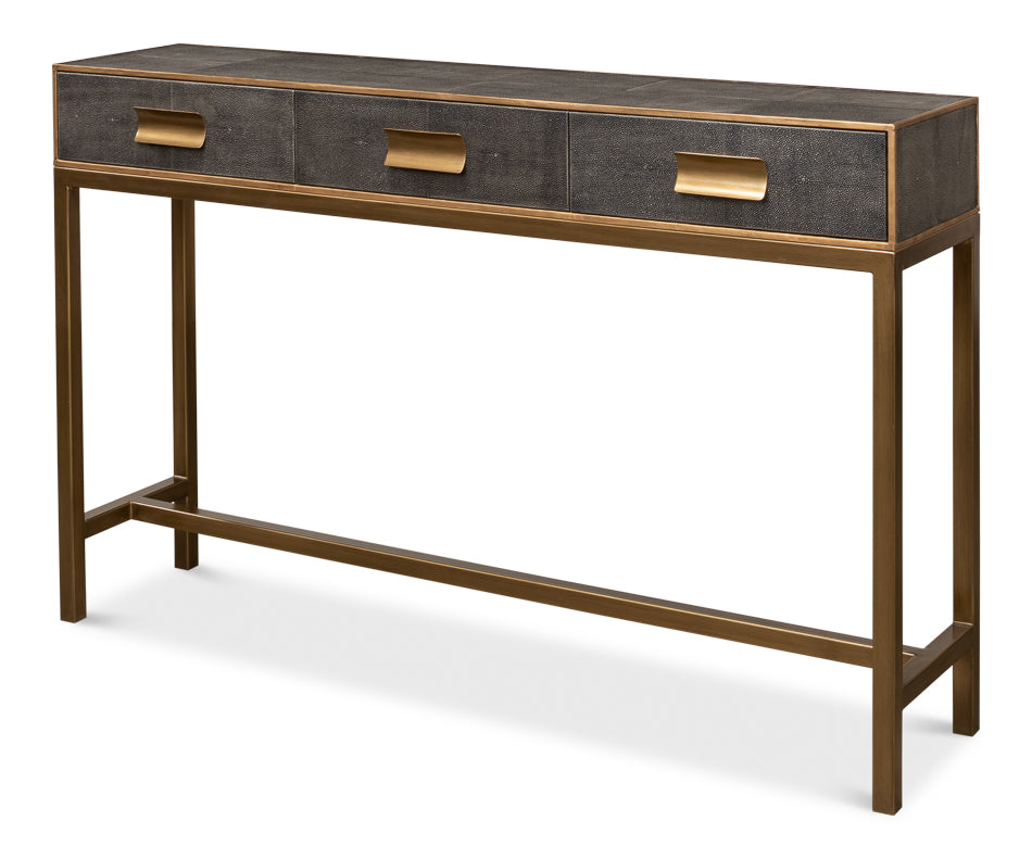 Gideon Shagreen Console Table- Antique Grey - Chapin Furniture