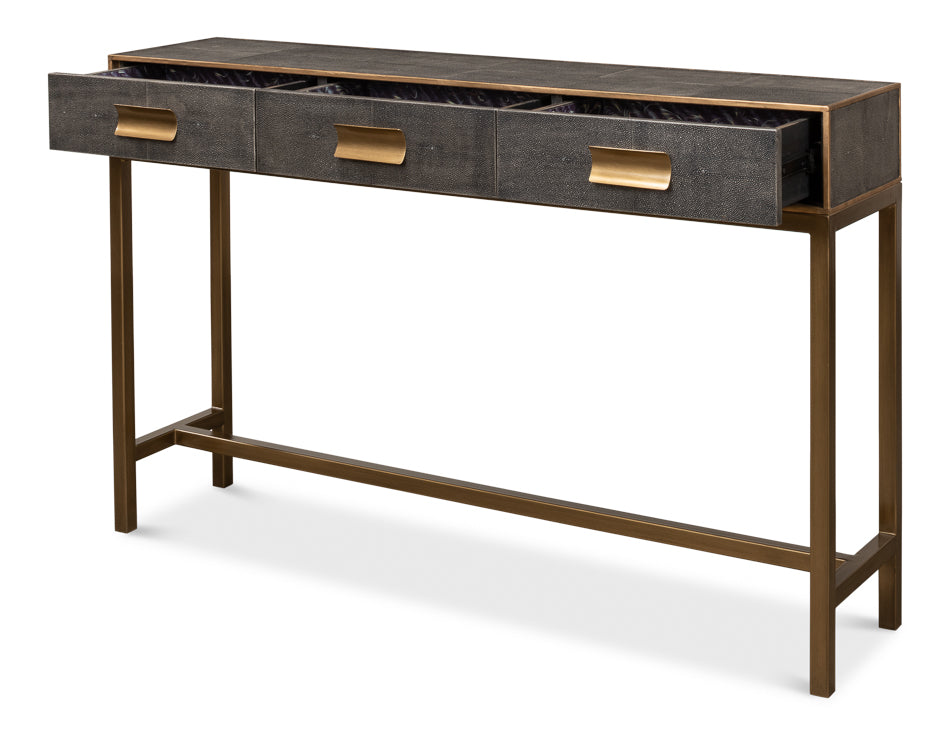 Gideon Shagreen Console Table- Antique Grey - Chapin Furniture